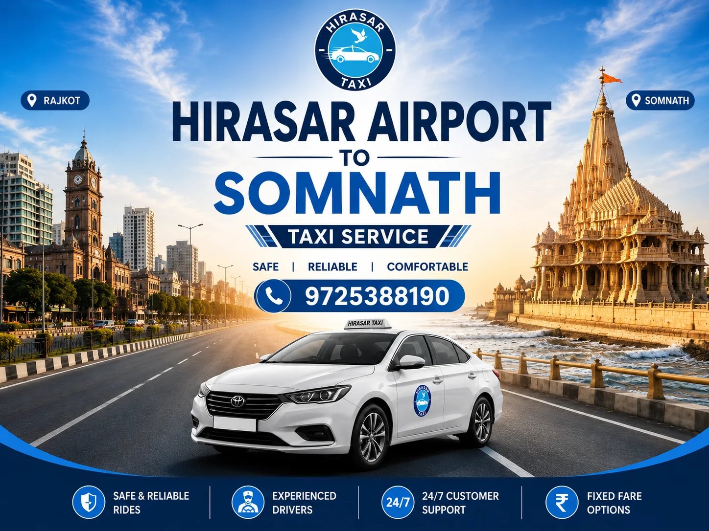 Hirasar Airport to Somnath Taxi